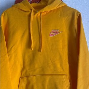 Nike Golden Yellow Hoodie with Pink Logo